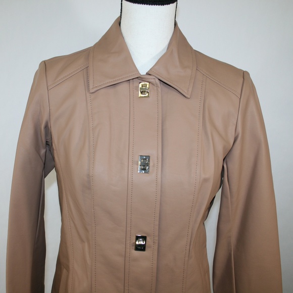 Faux Leather Turn Key Jacket  Fawn - Picture 3 of 6